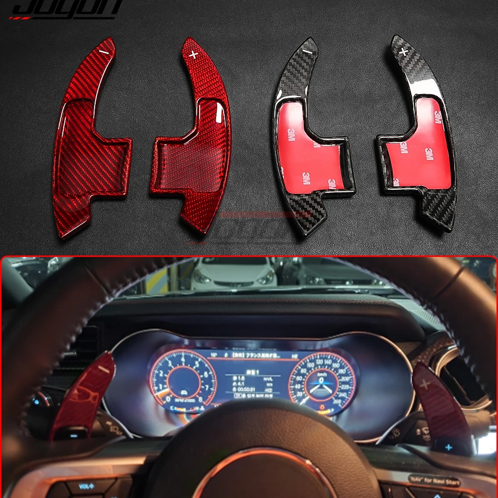 Real Carbon Fiber Car Interior Steering Wheel DSG Shift Shifter Paddle For Ford Mustang GT 2015 2016 2017 2018 2019+ Extension