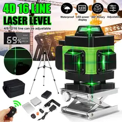 4D 16 Lines Green Laser Levels 360 Horizontal &Vertical Cross Lines Auto Self-Leveling super powerful Laser Tools with Tripod EU