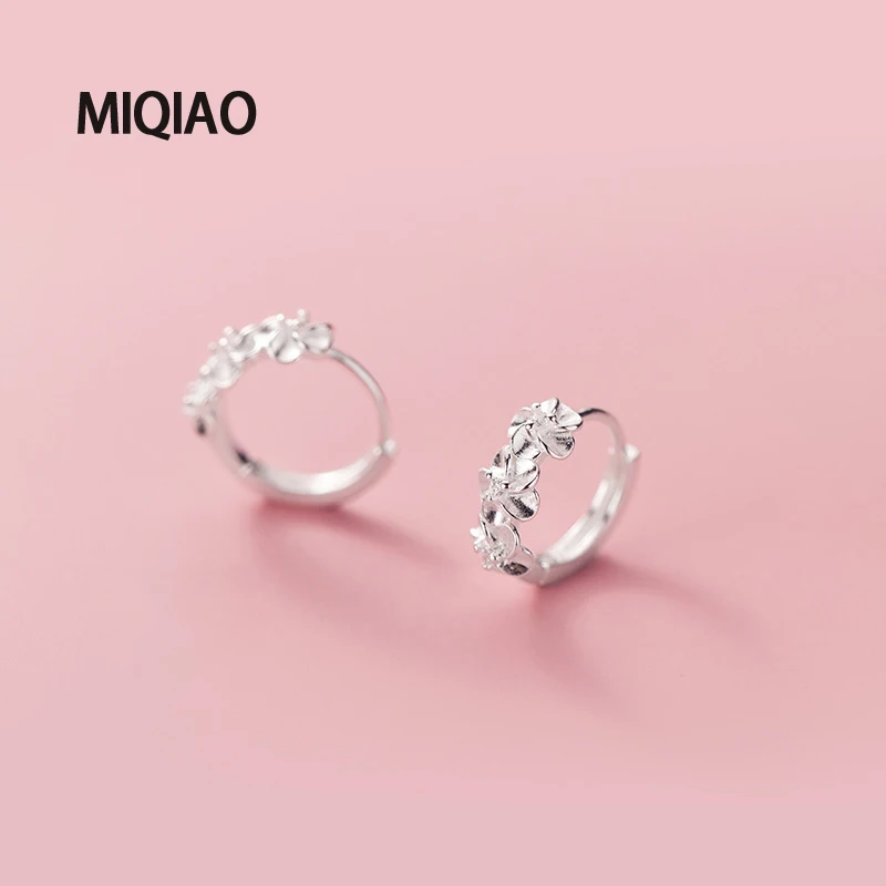 MIQIAO Women Jewelry 2020 New 925 Sterling Silver Simple Flower Hoop Earrings Buckle Female Sweet Fashion Creative Design Wild