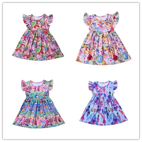 baby girls dress summer short sleeve dress cartoon clothes girls soft milk silk dress girls boutique clothing