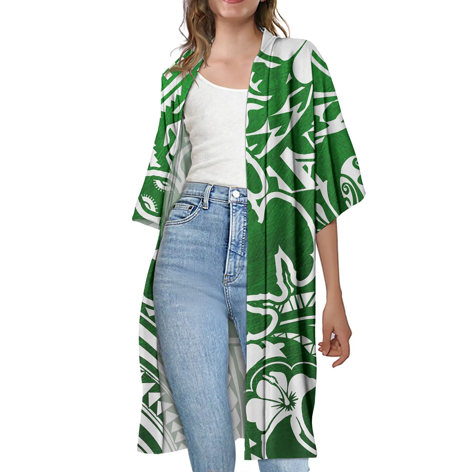 

OEM Hot sale women's cardigan print Polynesian Samoan turtle pattern printing loose kimono casual women outerwear