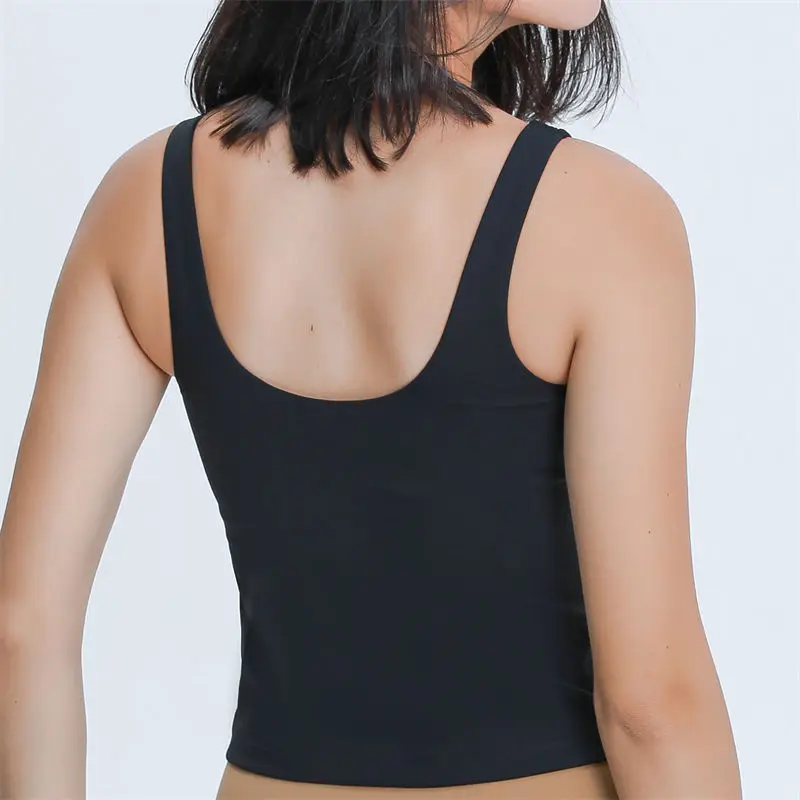 Nepoagym maria-top curto para as mulheres, camisa de ioga sem mangas com sutiã acolchoado, confortável, ajuste confortável