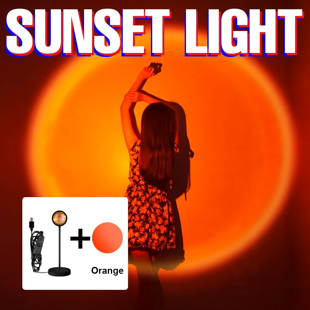 USB Projector Lamp Led Sunset Light 5V Night Light Rainbow Bulb Table Lamp Colorful Wall Lamp Atmosphere Fancy Lighting For Home