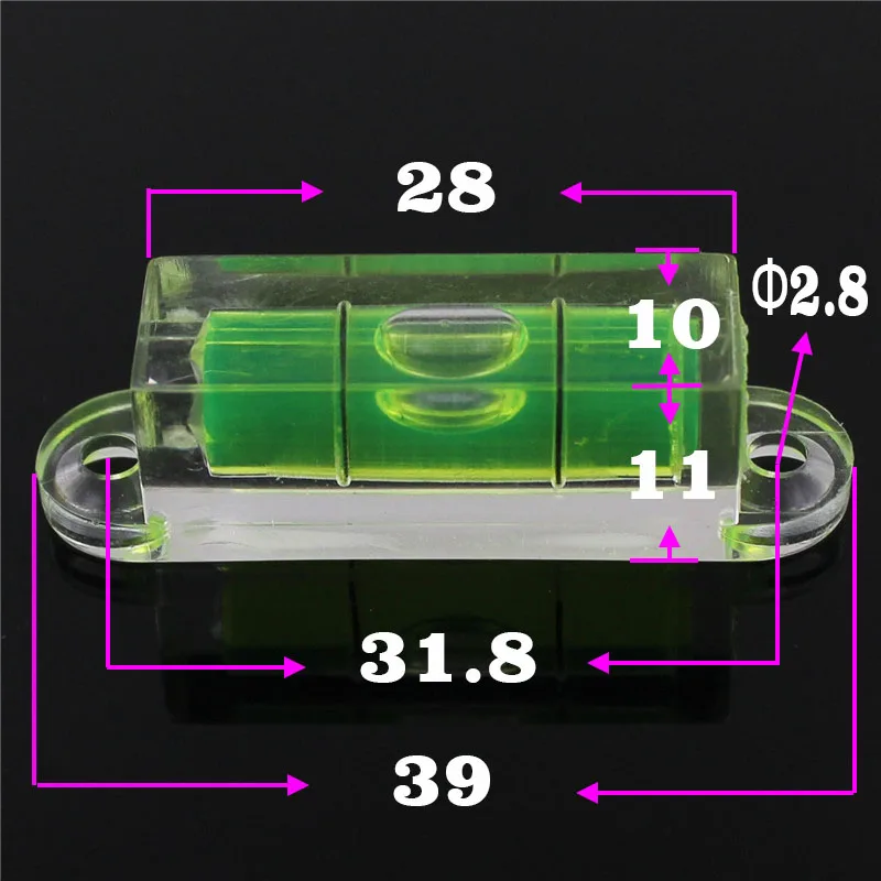 (10 Pieces/Lot) HACCURY Acrylic Square Level Bubble Mini Spirit Level Bubble Green Color with ears