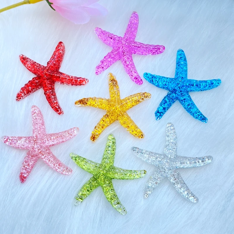 10Pcs New Cute Shining Starfish Flat Back Resin Cabochons Scrapbooking DIY Jewelry Craft Decoration Accessorie Q69