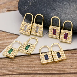 New Fashion High Quality Punk Style Lock Earrings Padlock Pendant Copper CZ Earrings For Women Best Party Daily Gifts Jewelry