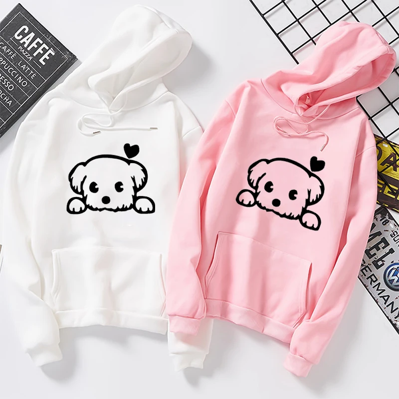 

Women Autumn Winter Female Harajuku Dog Cartoon Hoodies Warm Bad Guy Graphic Sweatshirt Hip Hop Hoody