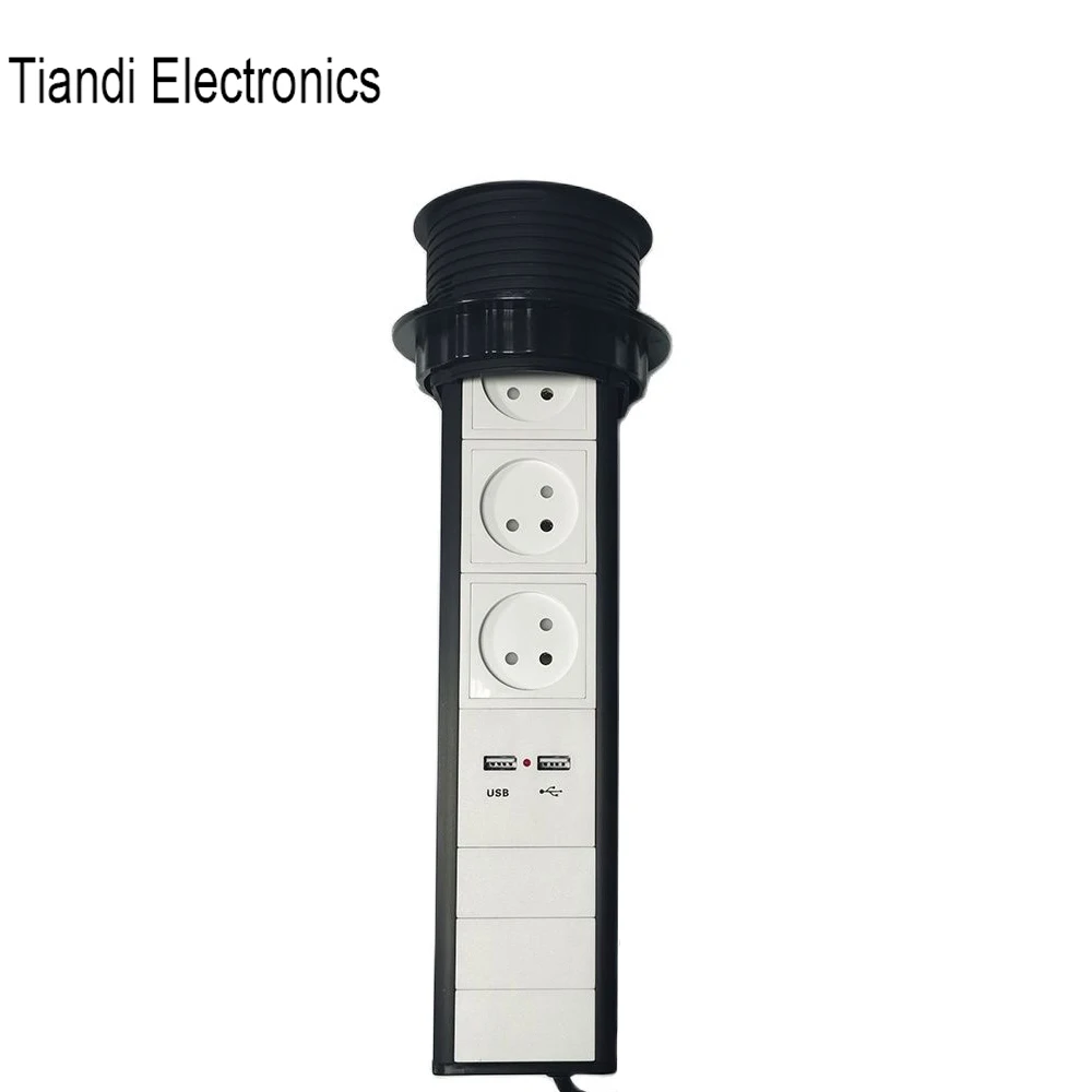 Tower Multifunction Socket 3-digit Israeli Standard Jack Pull-out Outlet For Kitchen Office Table And Cabinet With USB Charging