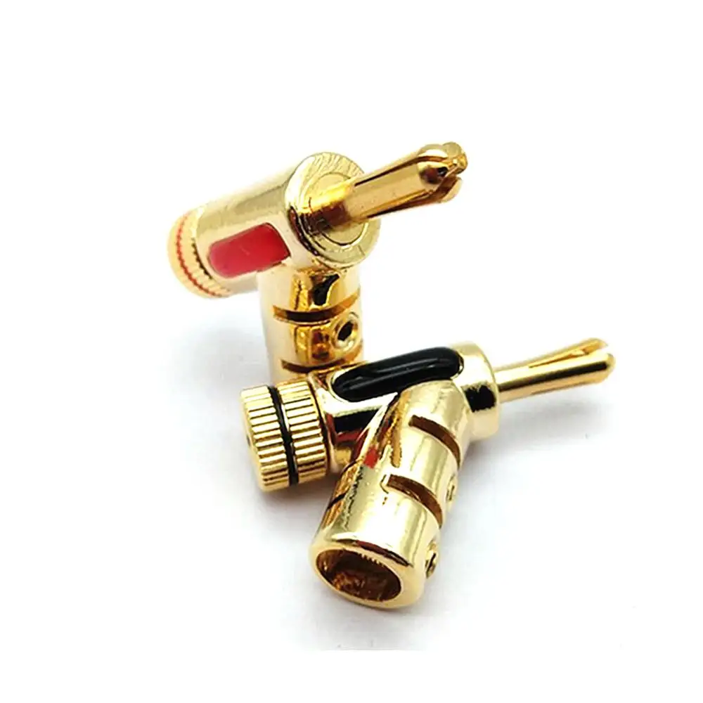 8PCS Gold Plated Gun Type Speaker Cable Plug Locking Banana Plug Connector HIFI Jack Audio Adapter