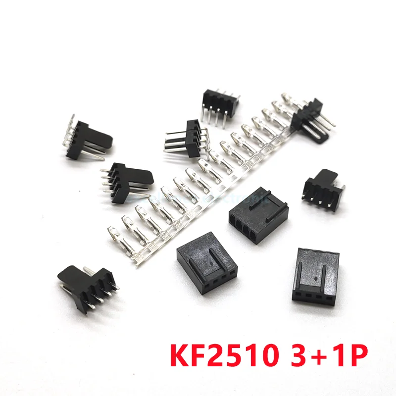 20PCS/Lot 2510 2.54mm KF2510 3+1P KF2510-4AW Male Female Housing Connector Straight Right Angle Pin Header 2.54mm 4pin