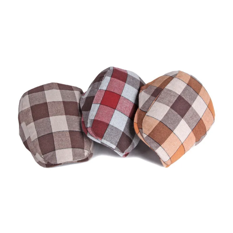 LDSLYJR Spring Autumn Cotton Plaid Newsboy Caps Flat Peaked Cap Men and Women Painter Beret Hats 74