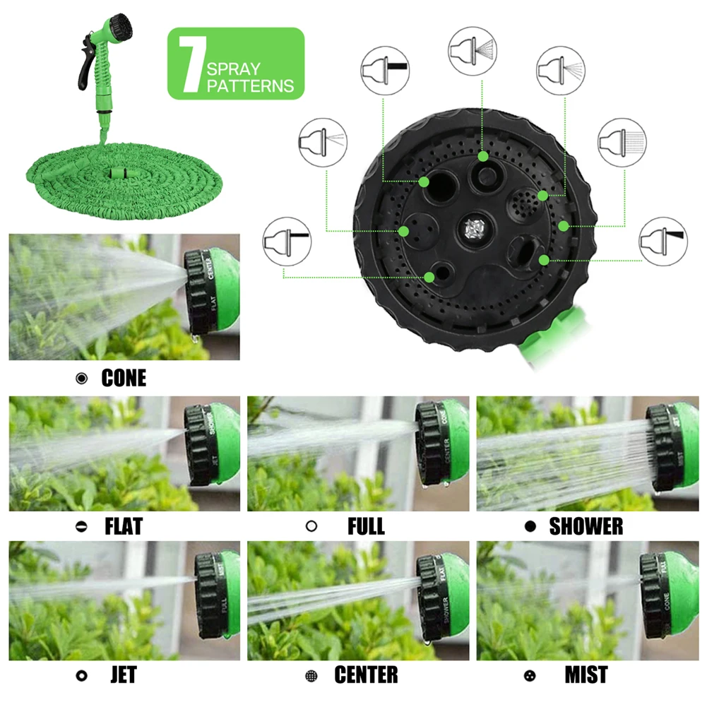 25FT 50FT Length high pressure Retractable Garden Water gun Set Hose Expandable 7 Spray Nozzle