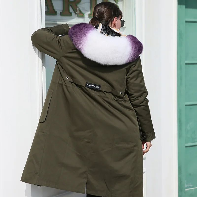 Fur Natural Liner Rabbit Parka Women Clothes 2021 Winter Jacket Women Fox Fur Hooded Korean Long Coat Outwear GDSHLPK005