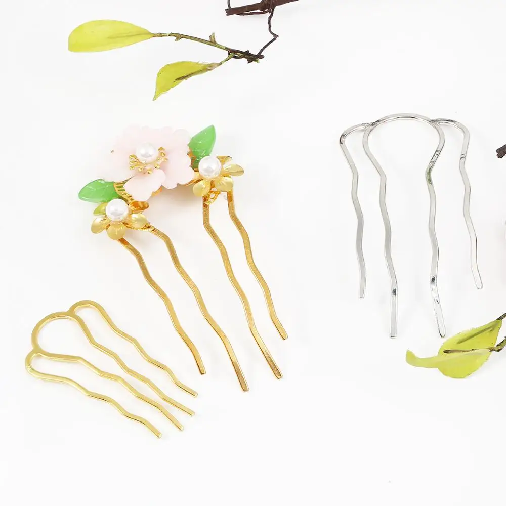 Hot Fashion Vintage 4 Teeth Gold/Silver Color Comb DIY Jewelry Accessories Headdress Iron Clip Hairpin