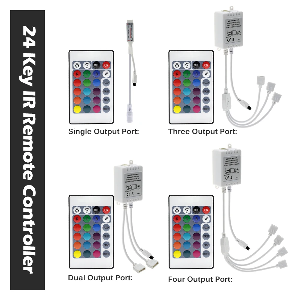 LED RGB Controller DC12V Mini 44/24 Key IR Remote Controller For 3528 5050 RGB LED Strip Lights