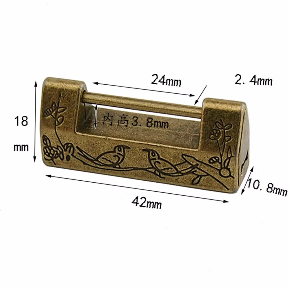 Legering Antieke Bronzen Chinese Oude Decoratieve Slot Sieraden Borst Doos Lock Hangslot Voor Houten Houten Koffer Ladeblok