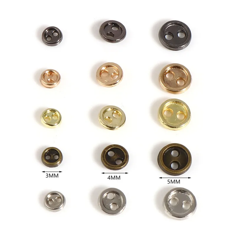 50Pcs 3/4/5/mm Mini Metal Buttons for DIY Doll Clothes Round Buckles 2 Holes Handmade Card Making Scrapbooking Buttons Sewing