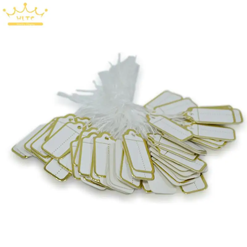 100pcs/50pcs Jewelry Strung Pricing Price Tags with String Gold Merchandise Cloth Label Price Label