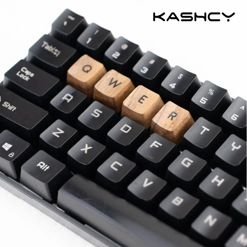 Kashcy wood engraving characters keycap for mechanical keyboard walnut solid wooden keycaps spacebar Esc Cherry mx OEM