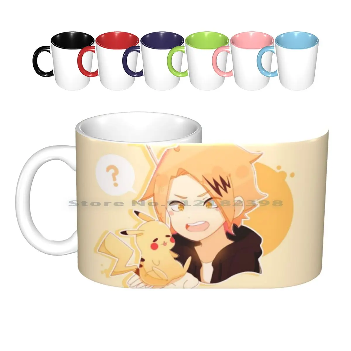 Cute Kaminari!! Ceramic Mugs Coffee Cups Milk Tea Mug Denki Denki Kaminari Bnha My Hero Mha Boku No Hero Academia Creative