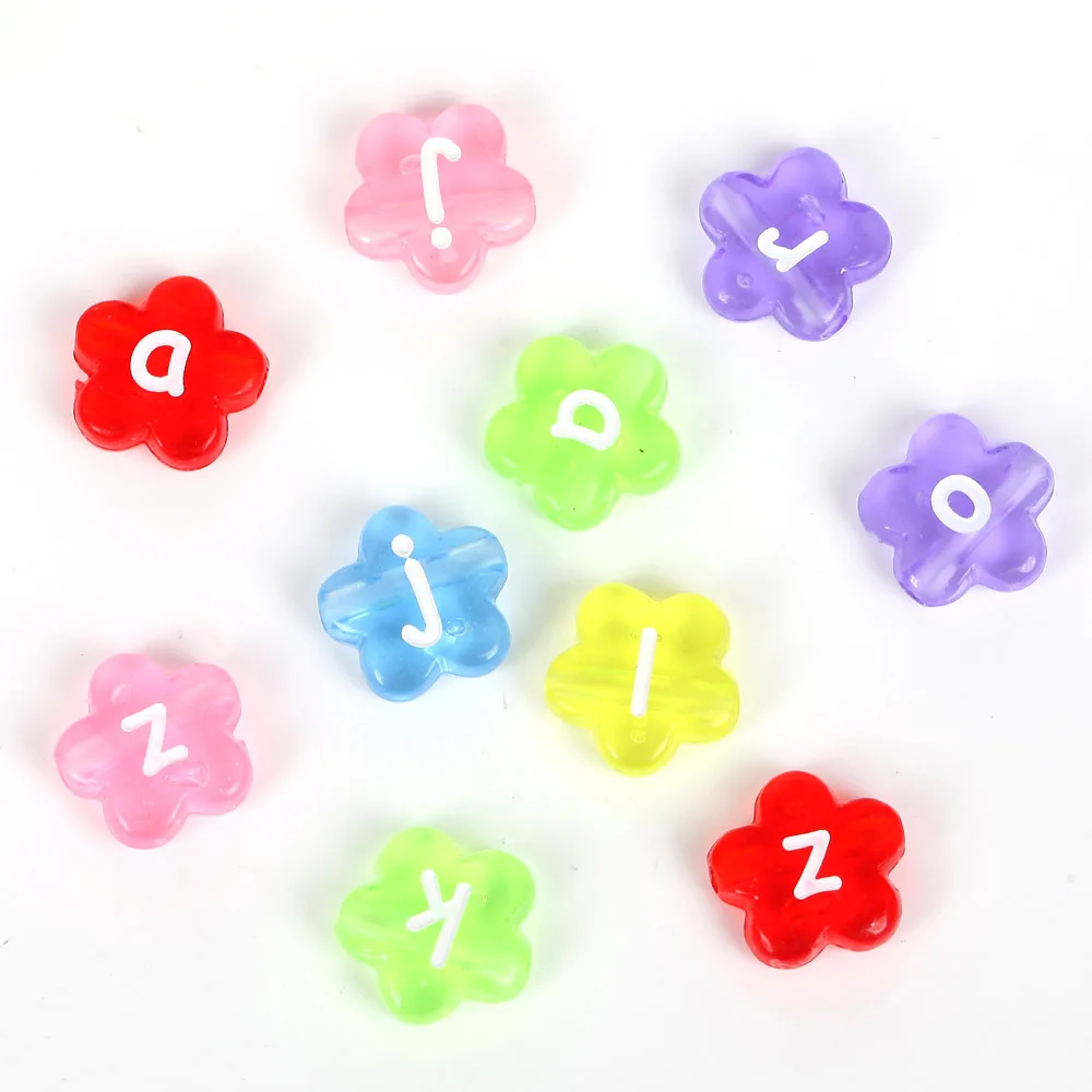 50pcs 11x4mm Letter Acrylic Beads Loose Colorful Flower Beads For Jewelry Making Diy Necklace Bracelet Accessory Handmade