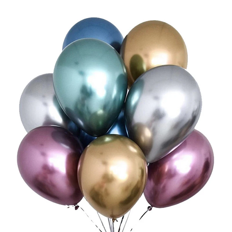 50pcs 12'' 10‘’ 5‘‘ Metallic Latex Balloon Thick Metal Metallic Balloons Birthday Party Wedding Decoration Baby Shower Balloon