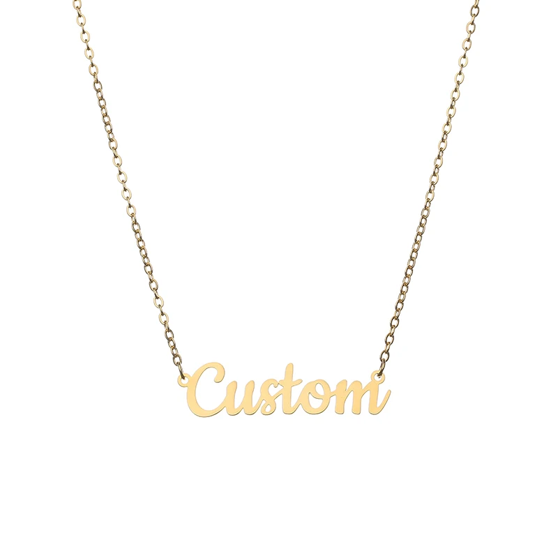 Kcaco Customized Stainless Steel Name Necklace Personalized Gold Plated Letter Pendant Unique Choker Nameplate for Women Gift