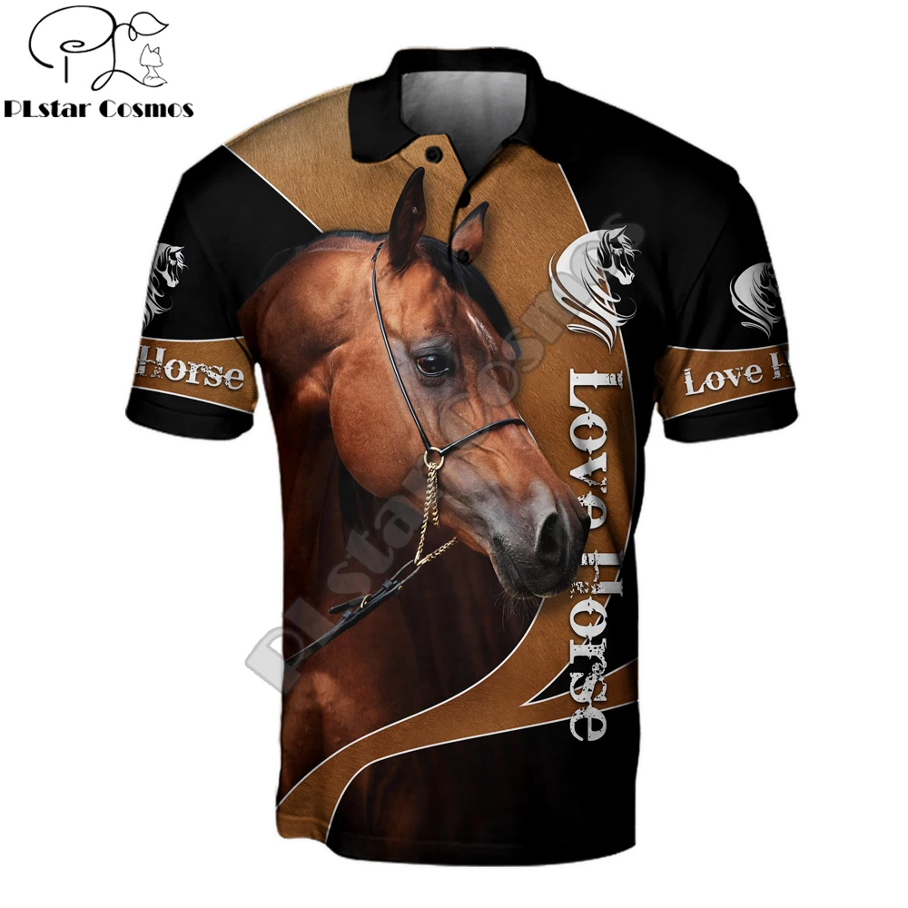 Beautiful Horse 3D All Over Printed Mens Polo Shirt Summer Short Sleeve t-shirt Streetwear Casual Fashion Men tops POL-10