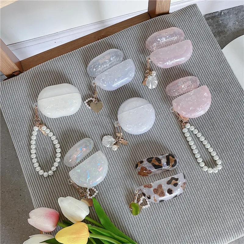 Funda rígida para auriculares Huawei Freebuds Pro 4, carcasa bonita con perlas, funda para auriculares con llavero, Huawei Freebuds 3