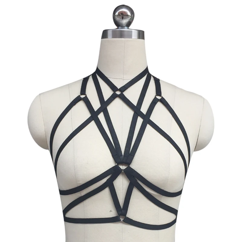 

Black Body Harness Belt Elastic Adjust wedding Harness Belt Goth Sexy Lingerie Punk Crop Top Harness Fetish Bondage Body Cage