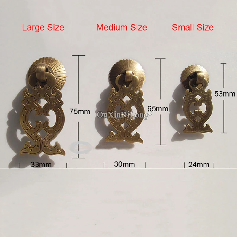 Retro Vintage 10PCS European Brass Furniture Handles Cupboard Wardrobe Dresser Drawer Cabinet Pulls Handles & Knobs