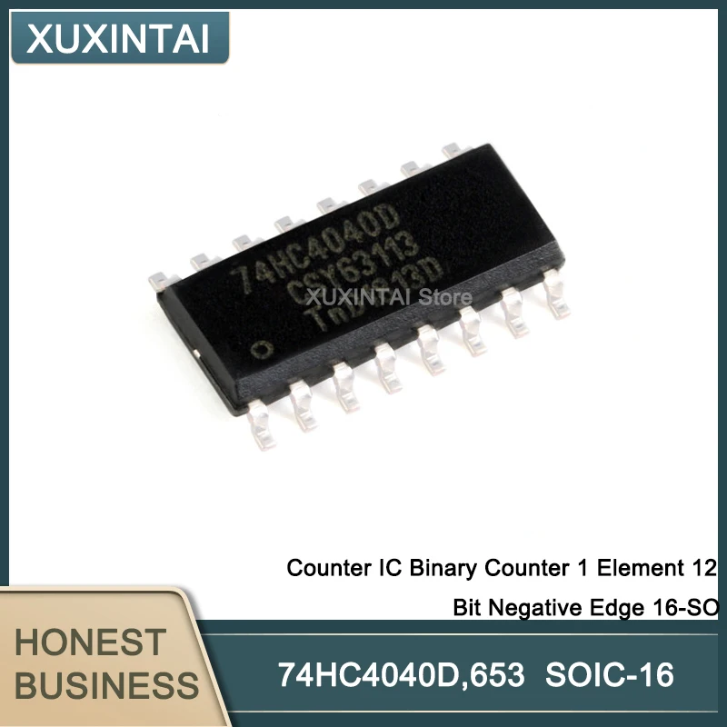 50Pcs/Lot 74HC4040D,653 Counter IC Binary Counter 1 Element 12 Bit Negative Edge 16-SOIC