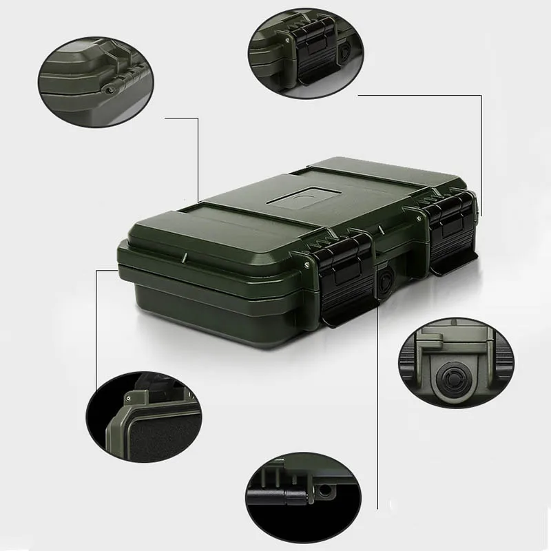 Shockproof Sealed Safety Case toolbox Airtight waterproof tool box Instrument case Dry Box with pre-cut foam Lockable