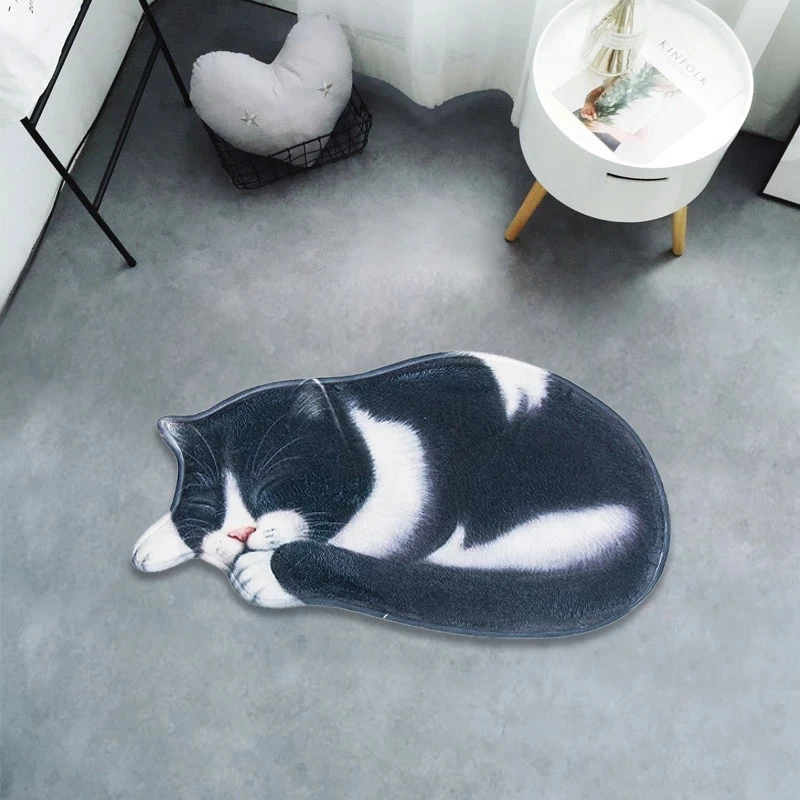 Creative Big 3D Sleeping Cat Entrance Doormat Hallway Doorway Carpet Living Room Bedroom Anti-slip Floor Mat Kitchen Balcony Rug