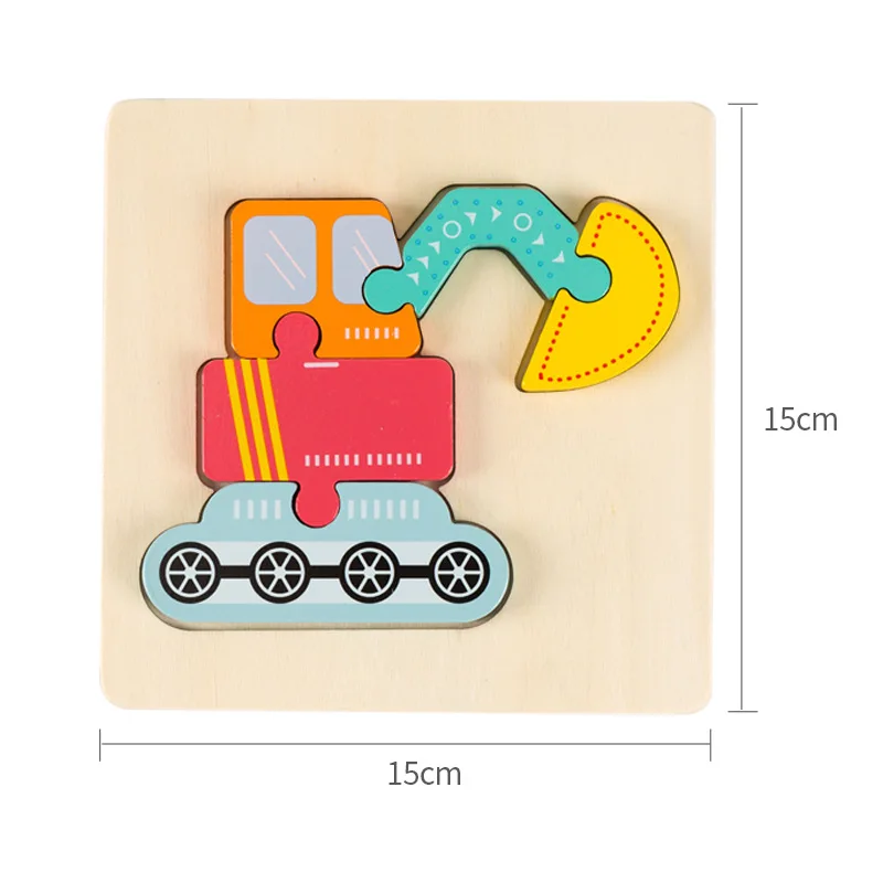 High Quality Baby 3D Wooden Puzzle Educational Toys Early Learning Cognition Kids Cartoon Grasp Intelligence Puzzle