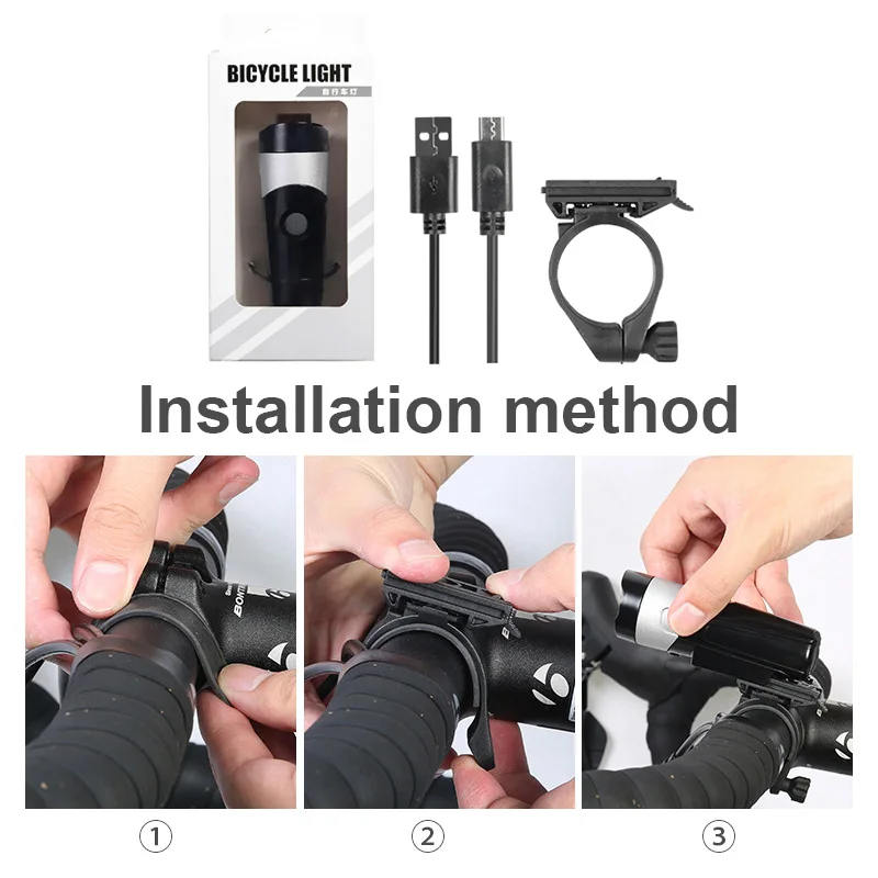 WasaFire Portable LED Flashlight Bicycle Lamp USB Rechargeable MTB Bike Front Light Torch Waterproof Outdoor Night Riding Light