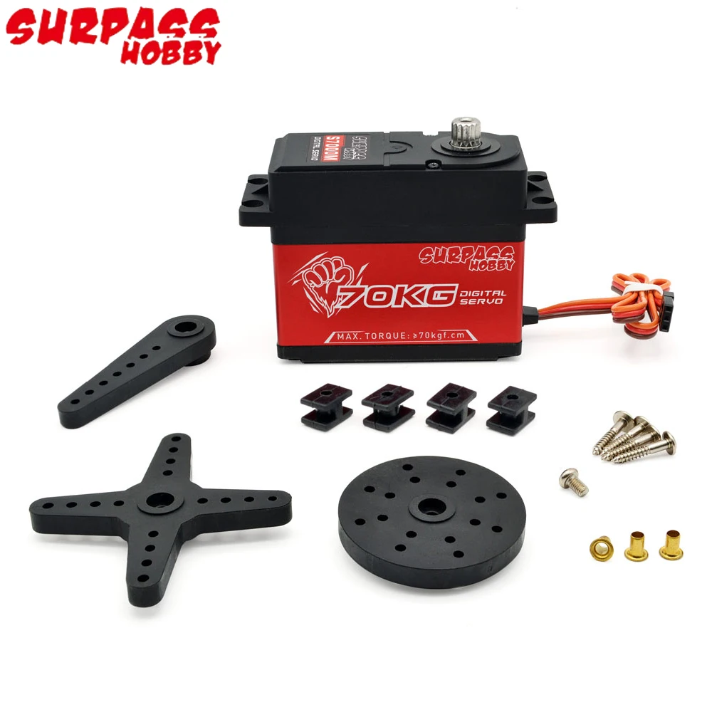 Surpass Hobby-caja de engranajes de Metal impermeable, Servo Digital sin escobillas, 7,4 °, 6-360 V, 70KG, para coche RC, oruga, barco, avión, S7000M