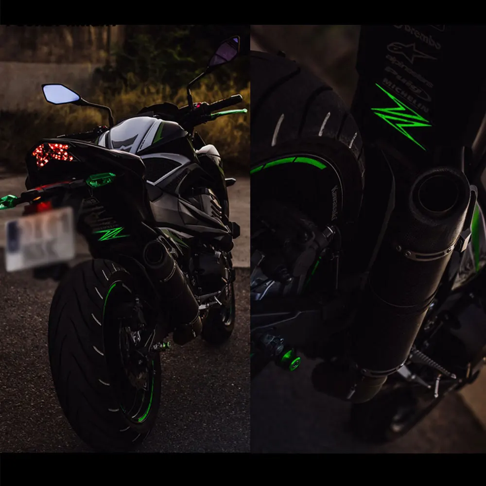 For Kawasaki Z1000 Z900 Z800 Z750 Z650 Z400 Z Ninja 250 400 650 Motorcycle Night Light Sticker Logo Signal Helmet Lamp Decal