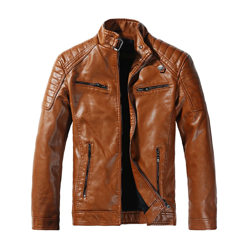 

New Motorcycle Leather Jacket Suede Men Jackets and Coats Stand PU Leather Jacket Male Jaqueta De Couro Masculina