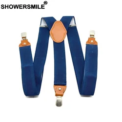 Navy Suspenders ผู้ชาย Mens กางเกงเข็มขัดปรับวงเล็บผู้ใหญ่กว้างสายคล้องชาย Suspender 120 ซม.* 3.5 ซม.