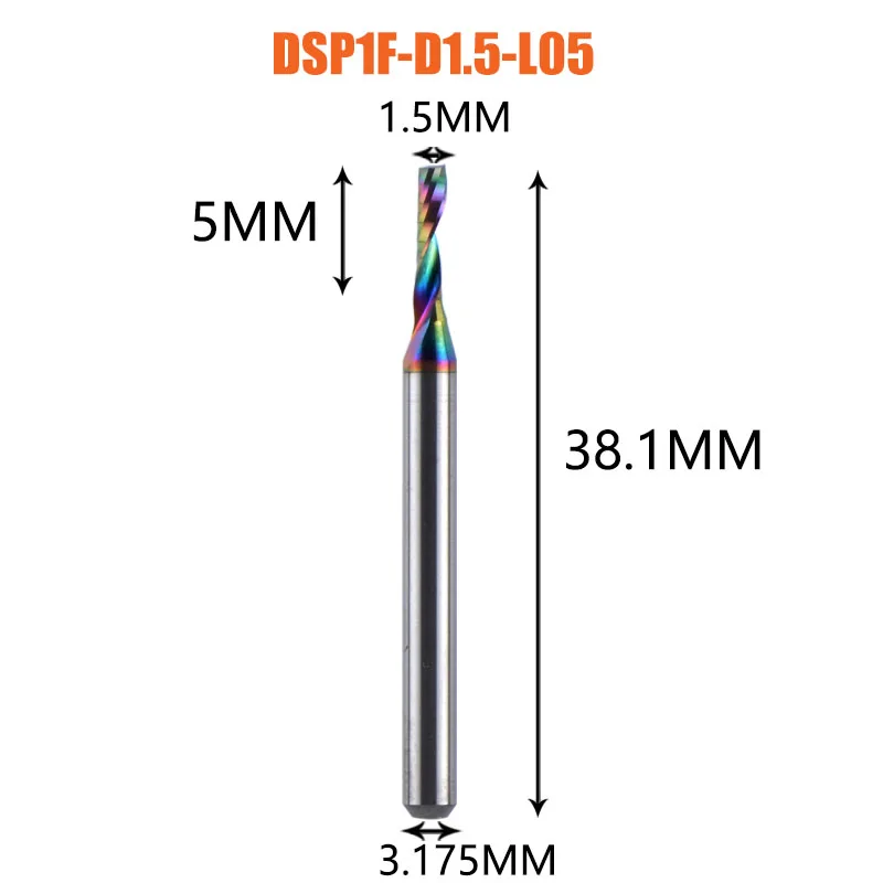 1 st AAAAA Enkele Fluit Carbide Spiraal Frees 3.175, 4.5, 6mm Aluminium Frees Graveren Houtbewerking Acryl DLC Coating