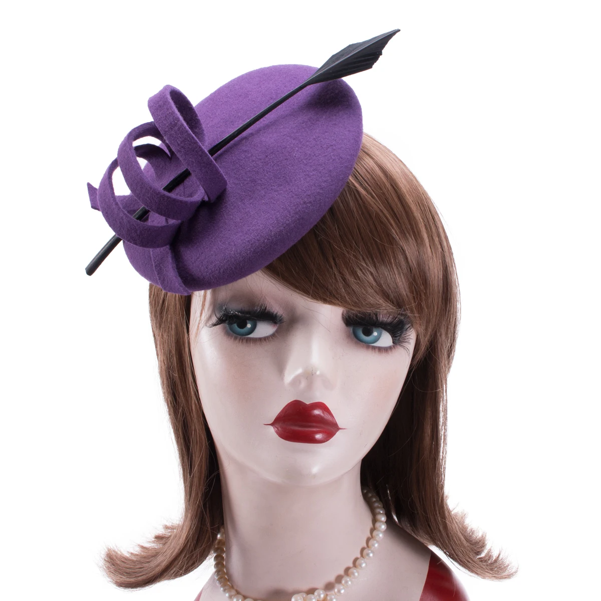 Lawliet Women Wool Felt Fascinator Cocktail Beret Wedding Church Pillbox Winter Hat A145