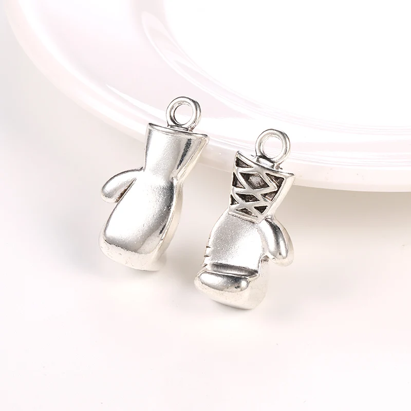 10Pcs Antique Gold Silver Color 3D Boxing Glove Fist Charms for DIY Jewelry Making Wholesale Metal Pendant Fit Necklace Keychain