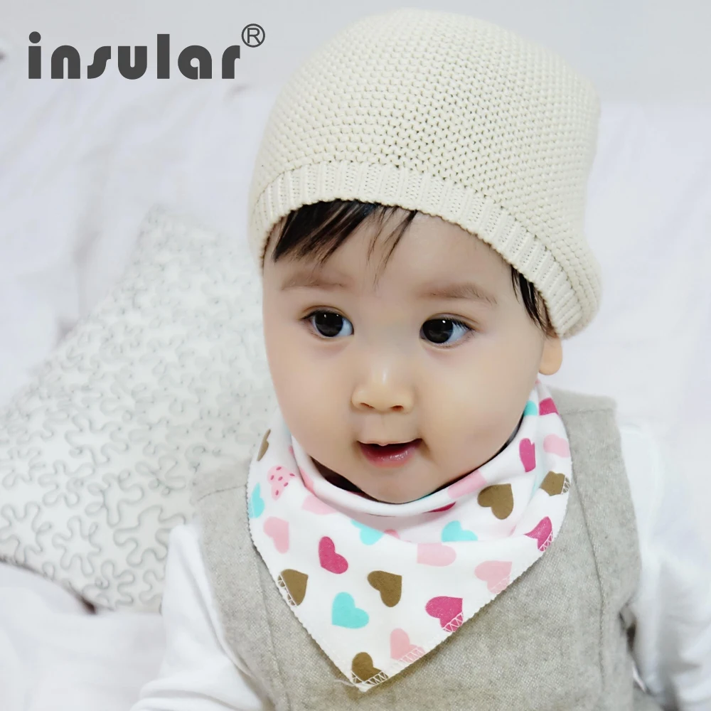 Insular 3pcs Of 1 Set  Cute Cotton Baby Towel Toddler Newborn  Scarf Girls Feeding Smock Infant Bibs Burp Cloths