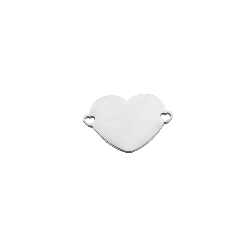Fnixtar Stainless Steel Mirror Polished Heart Love Charms Connectors For Women Necklace Bracelet DIY 10piece/lot