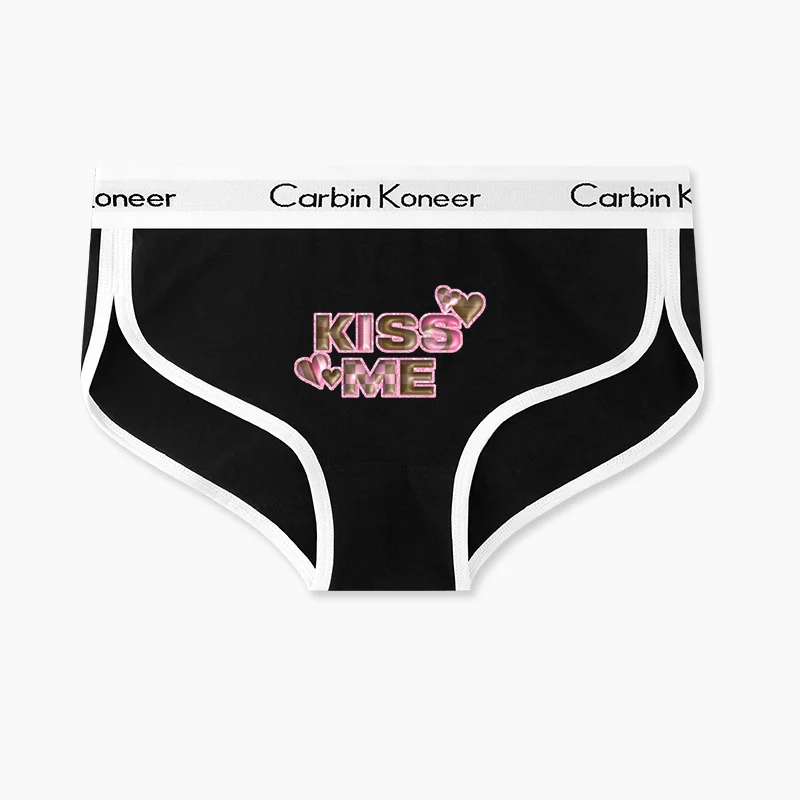 Kiss Me Love Heart Sexy Briefs for Women Fashion Women's Sexy Cotton Sports Underwear Lady Girl Panties Underpant for Female