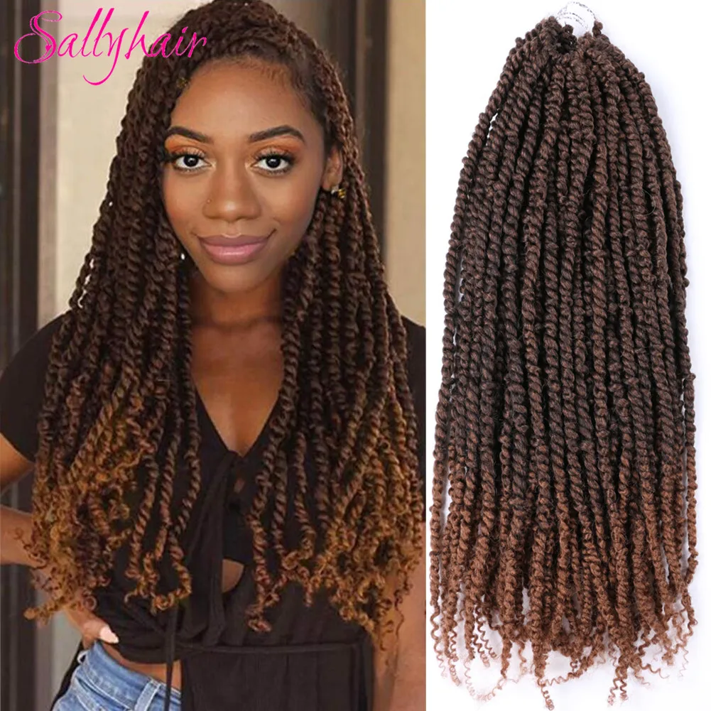 

Sallyhair Passion Twist Hair Crochet Braids Hair Synthetic Ombre Pre looped Fluffy Spring Bomb Twists Braiding Hair Extension