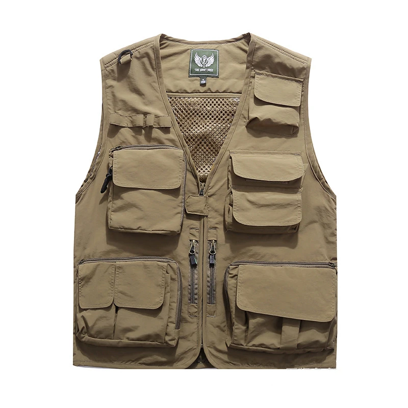 BOLUBAO-Gilet Multi-Poches en Maille Respirante pour Homme, Gilet Décontracté, Poignées Amovibles, Pêche, Alpinisme en Plein Air, Tendance Fine