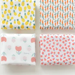 Half Meter Summer Dress Shorts Thin Soft 100% Cotton Plain Fabric, Cute Carrot Pineapple Grapefruit Red Flower Print T1135
