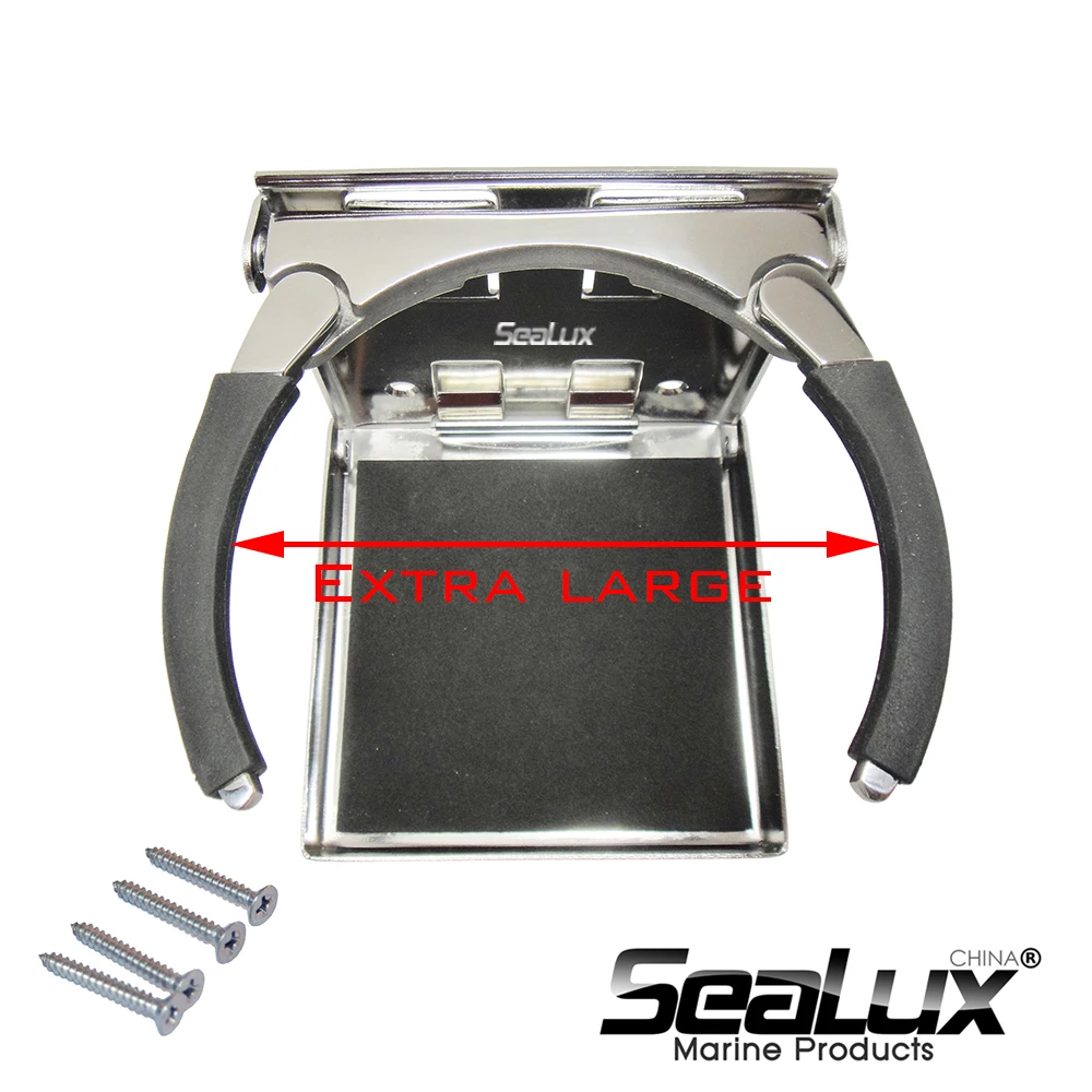 Sealux Stainless Steel New Large Adjustable Drink Holder Folding Cup for Marine Yacht Boat Car RV